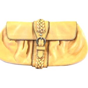 Banana Republic Yellow Leather Clutch Handbag.